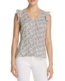 Rebecca Taylor Floral Print Silk Ruffle Top x at Bloomingdales